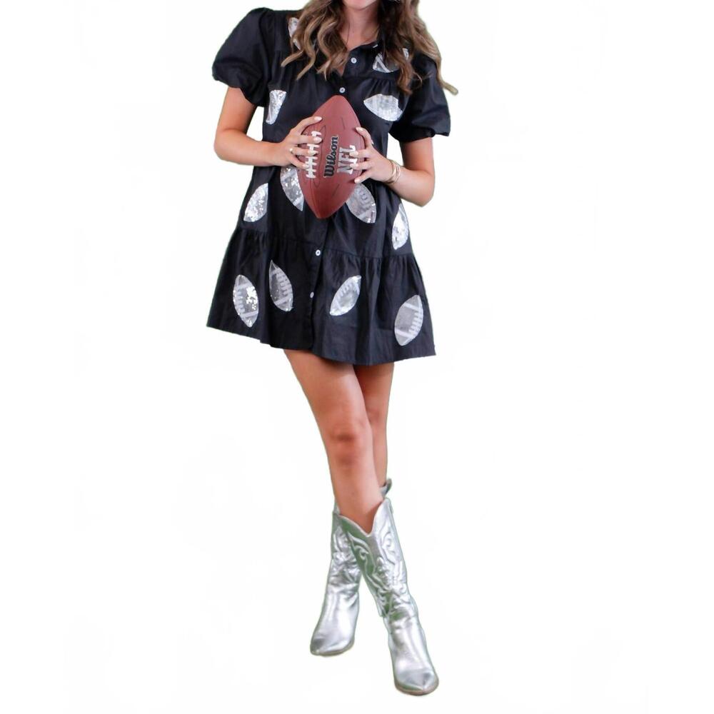 NEW LULA THE LABEL sequin football dress in black